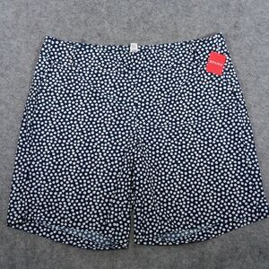 Spanx Women Sunshine Shorts Bermuda 10" Navy Painted Polka Dot Stretch Pull-On.